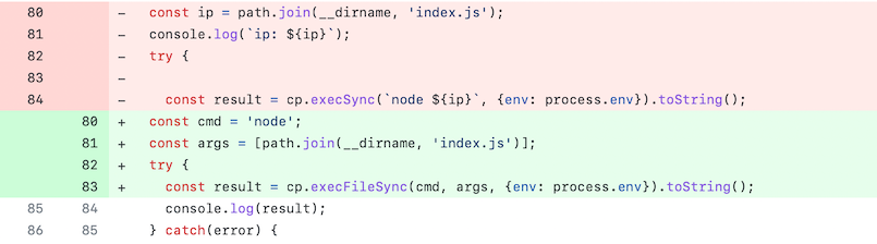 CodeQL js/shell-command-injection-from-environment